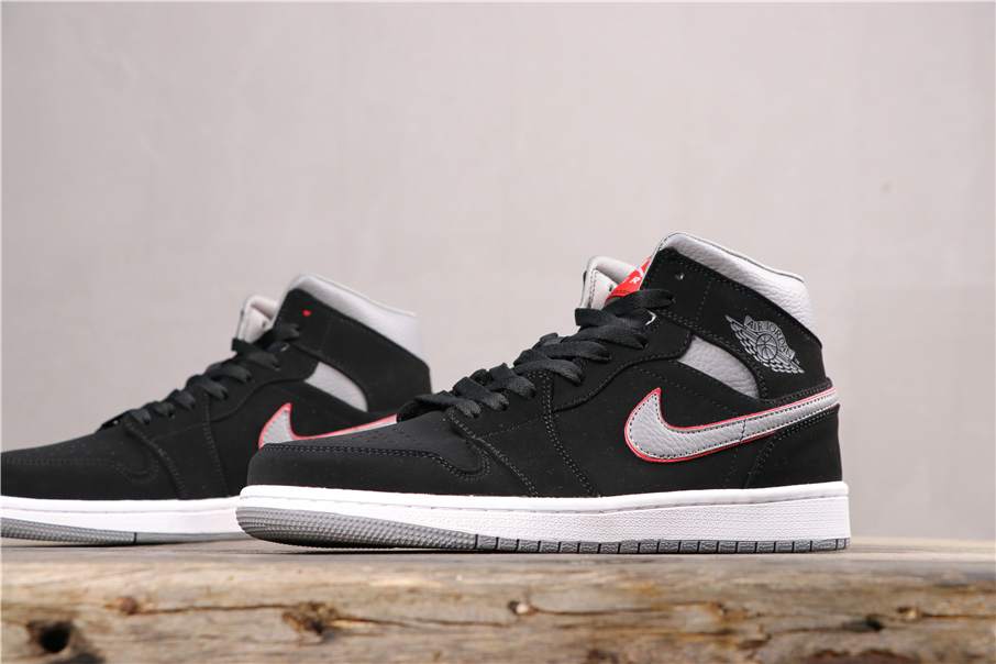 air jordan 1 mid black grey red