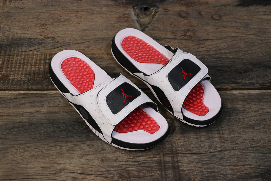 red and black jordan sandals