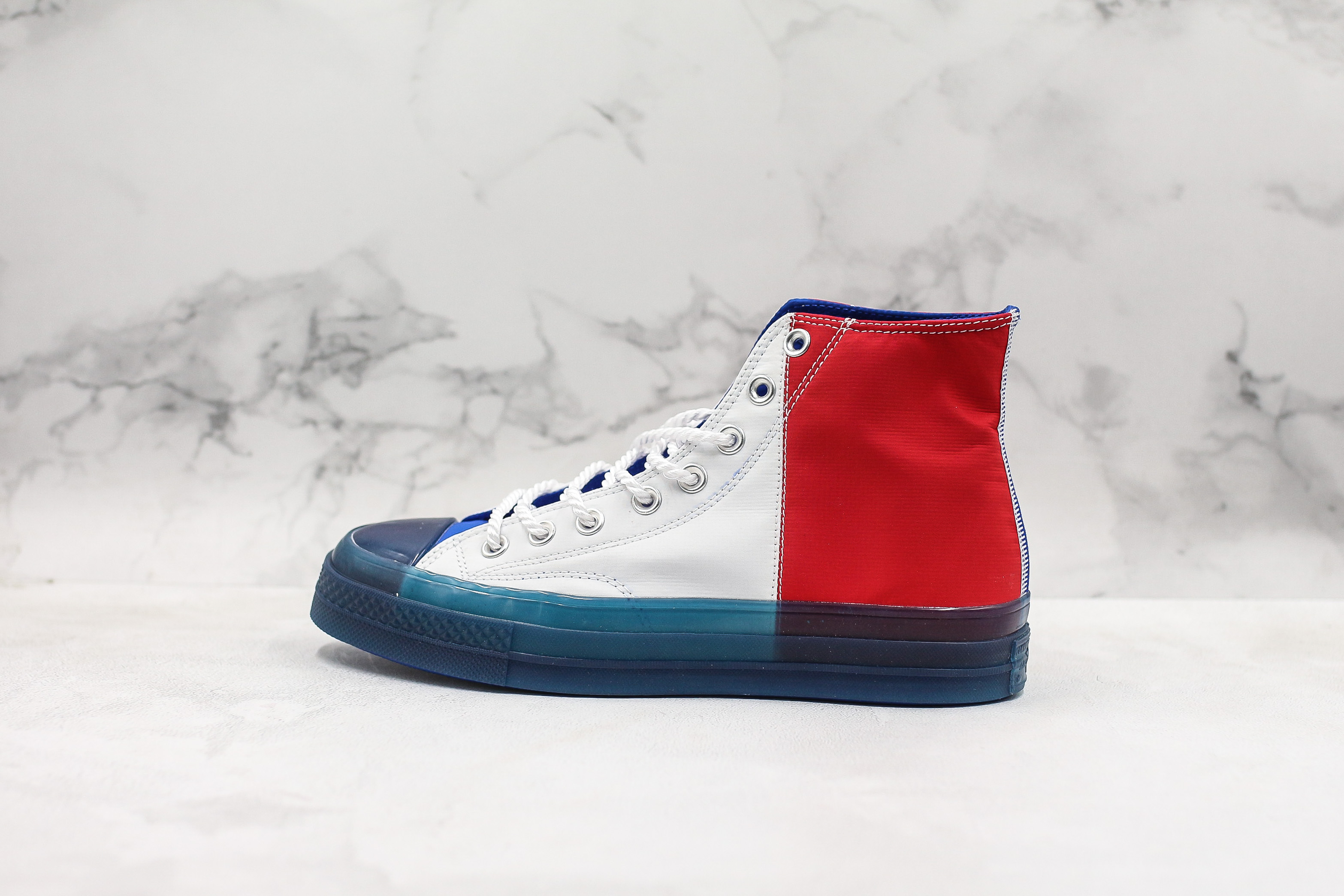 red blue and white converse