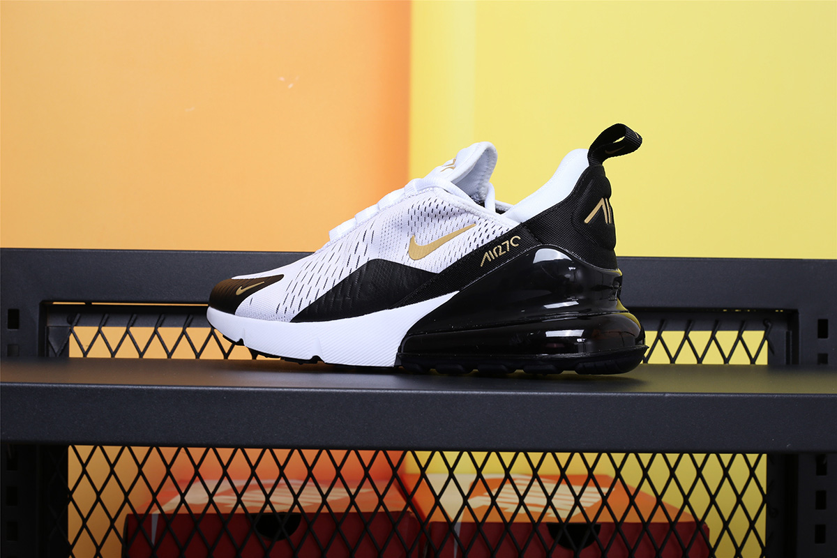 white black and gold air max 270
