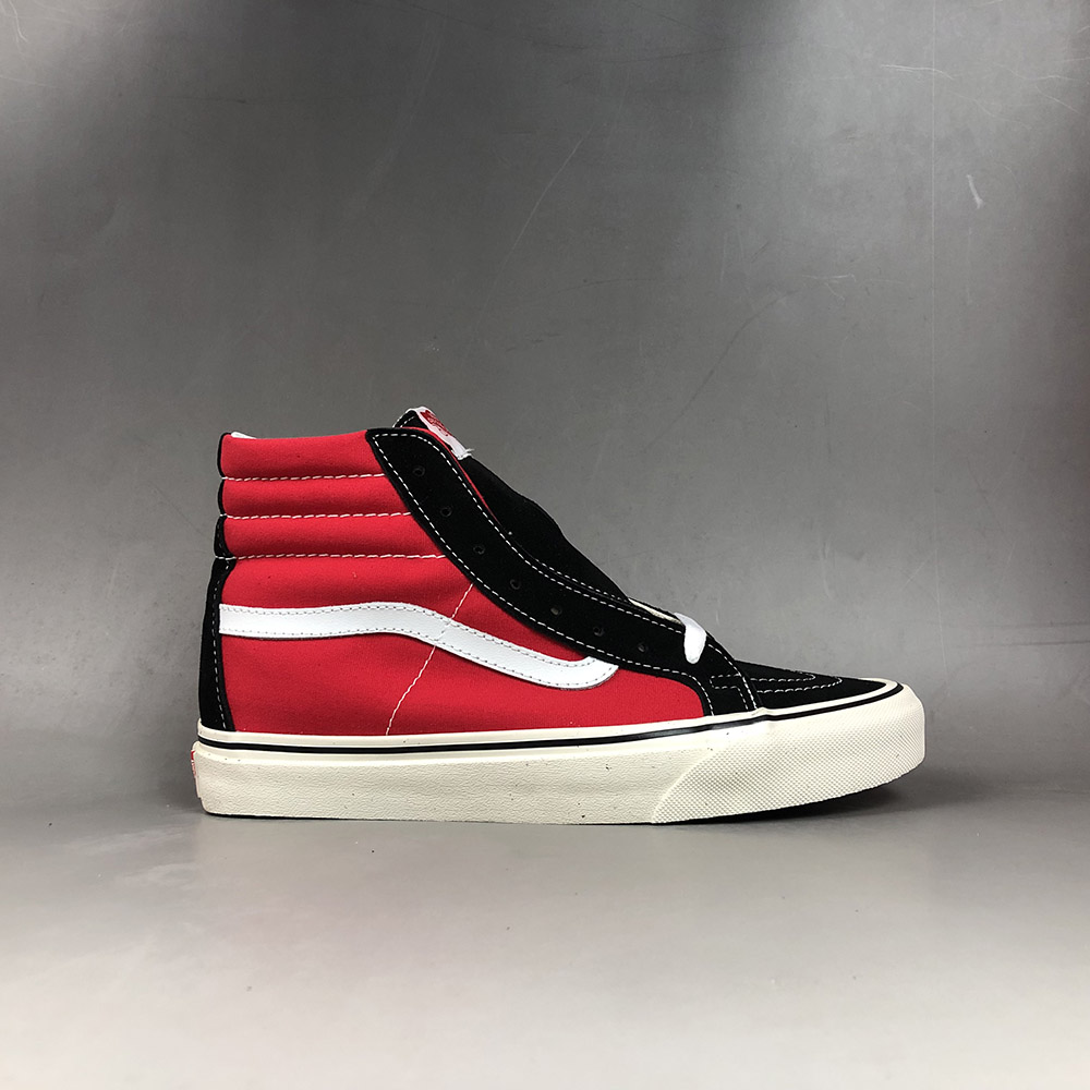 black and red vans sk8 hi