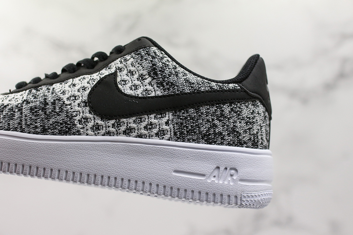 air force 1 flyknit low black white