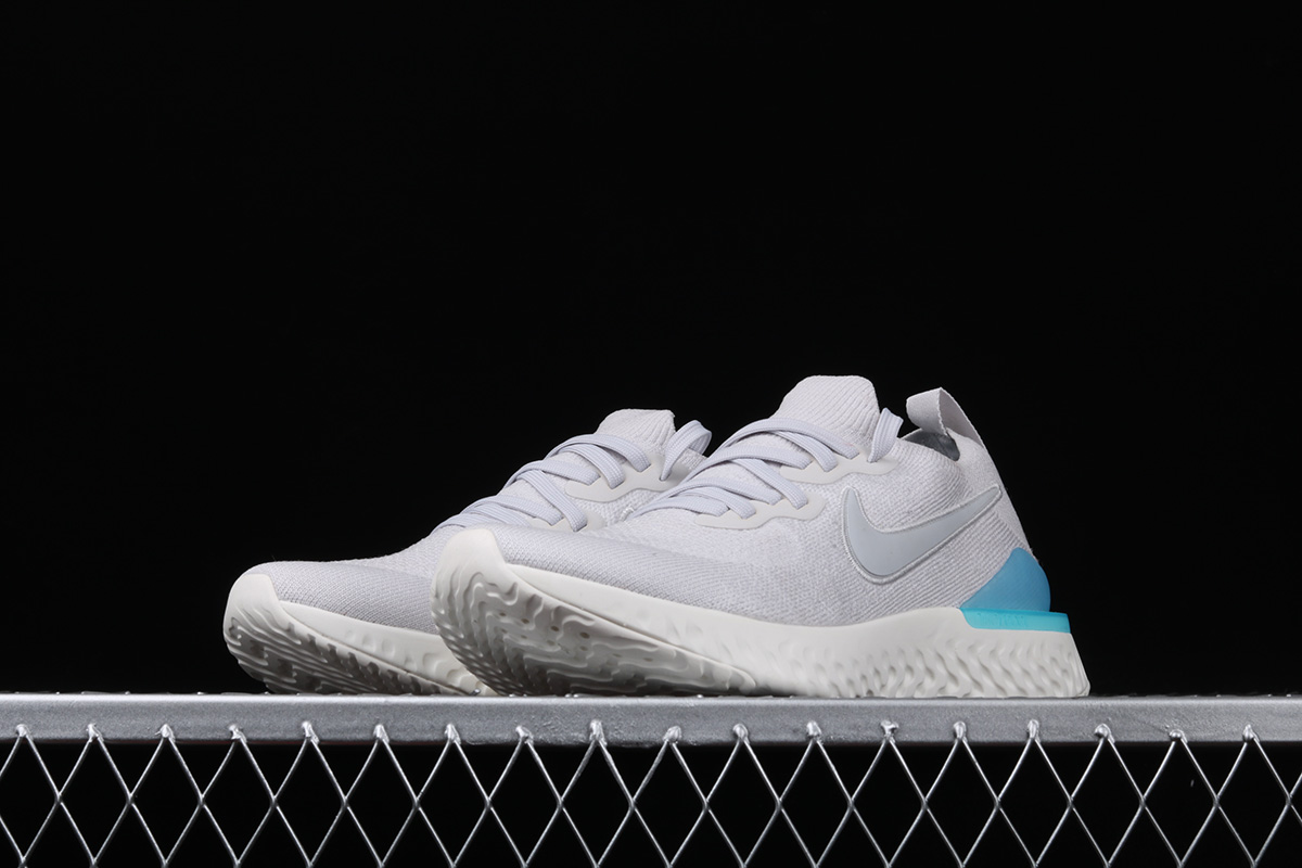 nike epic react flyknit white and blue