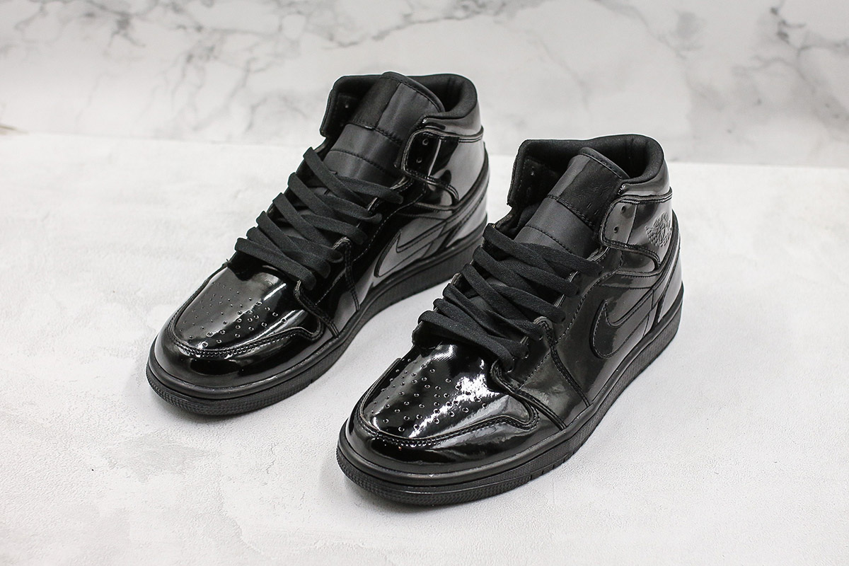all black patent leather jordan 1