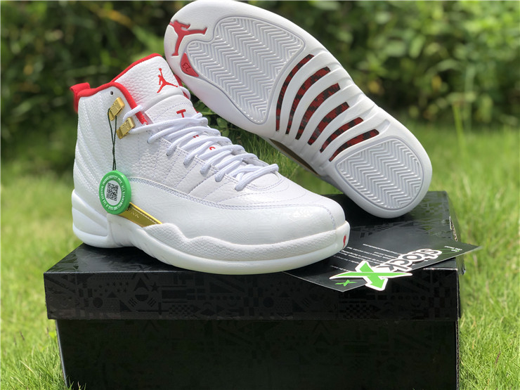 air jordan 12 white red and gold