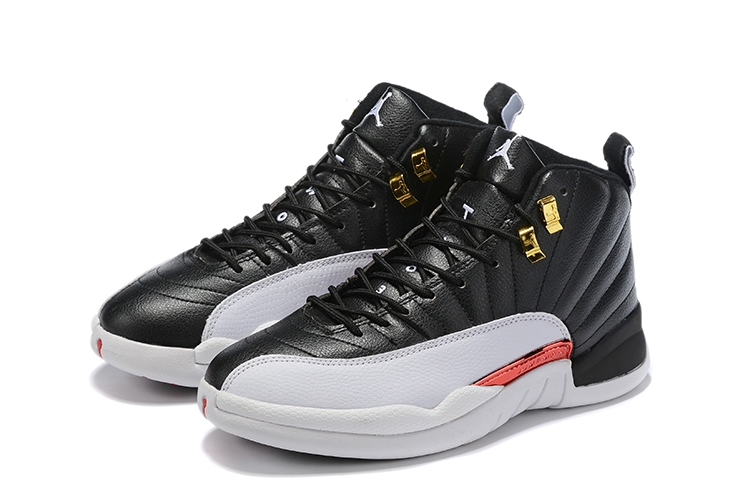 air jordan 12 black white and gold