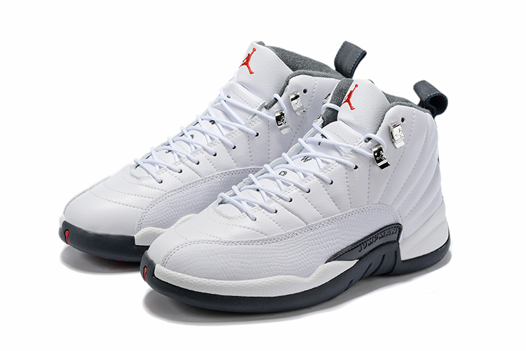 grey and white jordan 12's