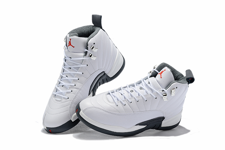 jordan 12 white gym red dark grey