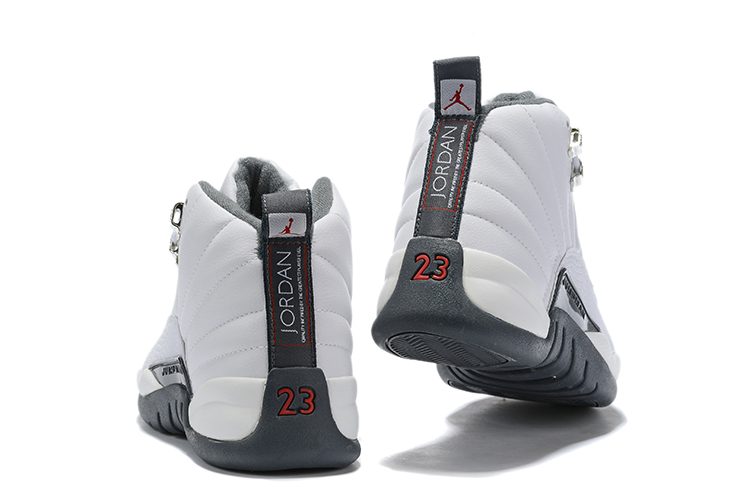 jordan 12 white gym red grey