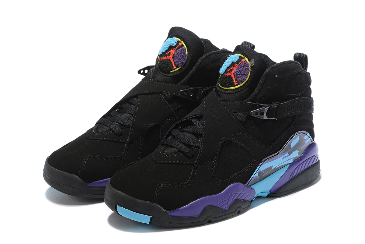 black and purple jordans 8