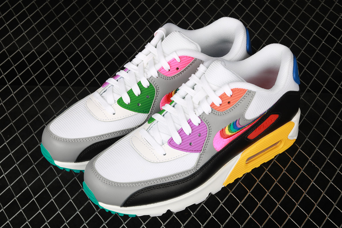 Nike Air Max 90 “Be True” White/Multi Color-Black-Wolf Grey For Sale – The Sole Line