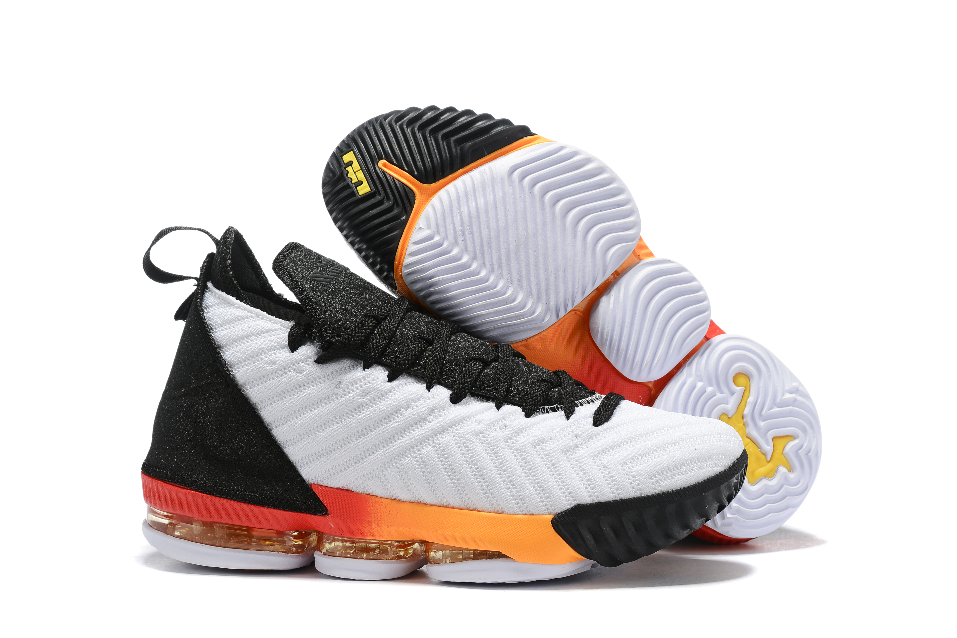 white and orange lebrons