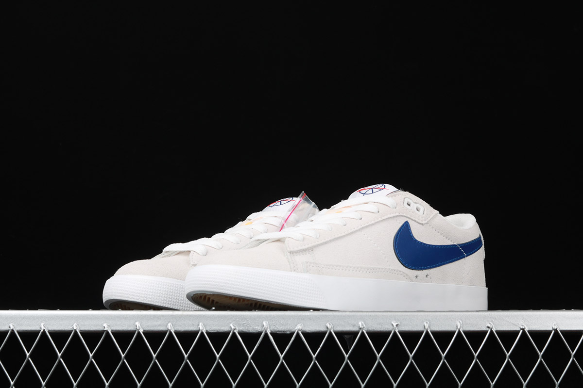 white blue nike shoes