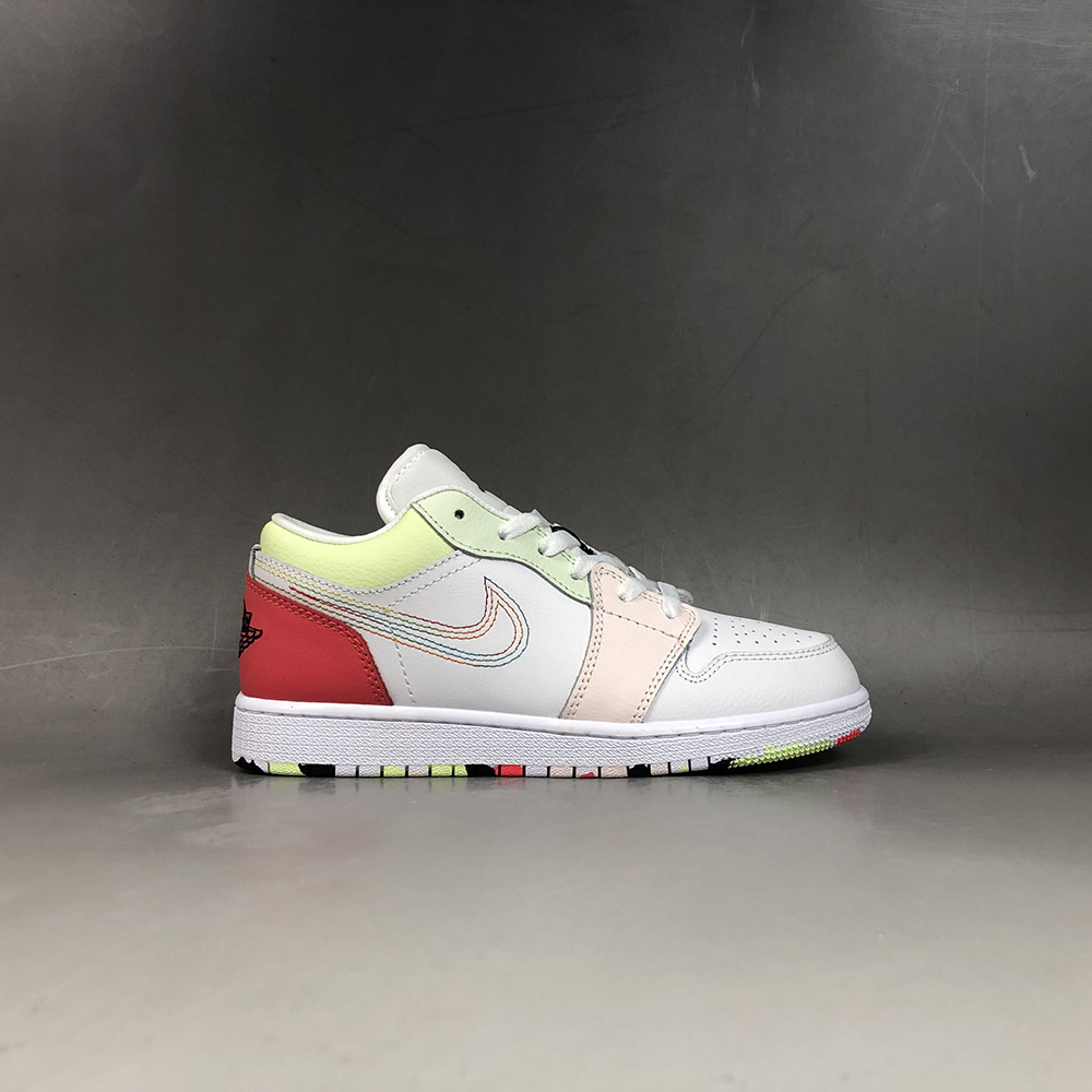 Air Jordan 1 Low Gs White Ember Glow Barely Volt Black For Sale Fitforhealth