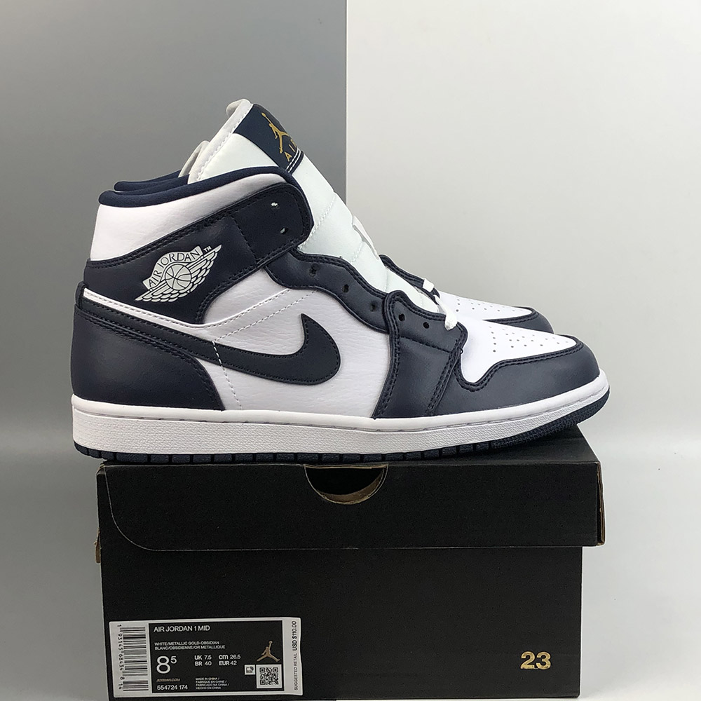 Air Jordan 1 Mid White Obsidian Metallic Gold For Sale Fitforhealth