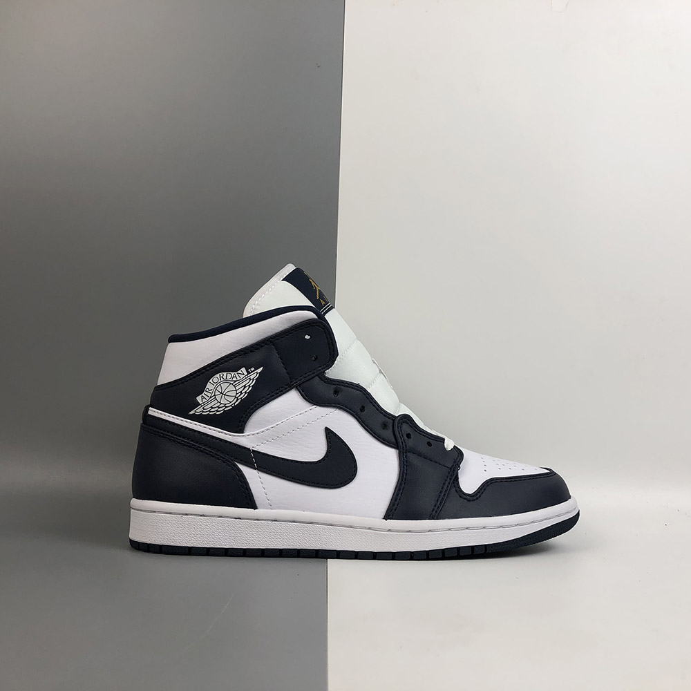 air jordan 1 mid navy and gold