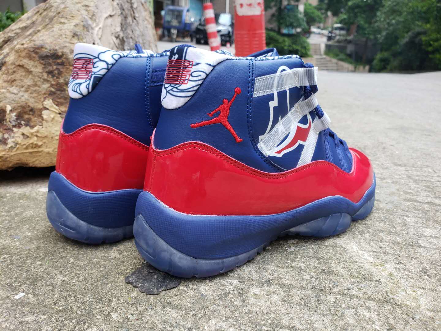 Red white and blue jordans 11 shop