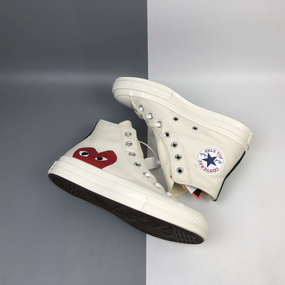 cdg converse high white on feet