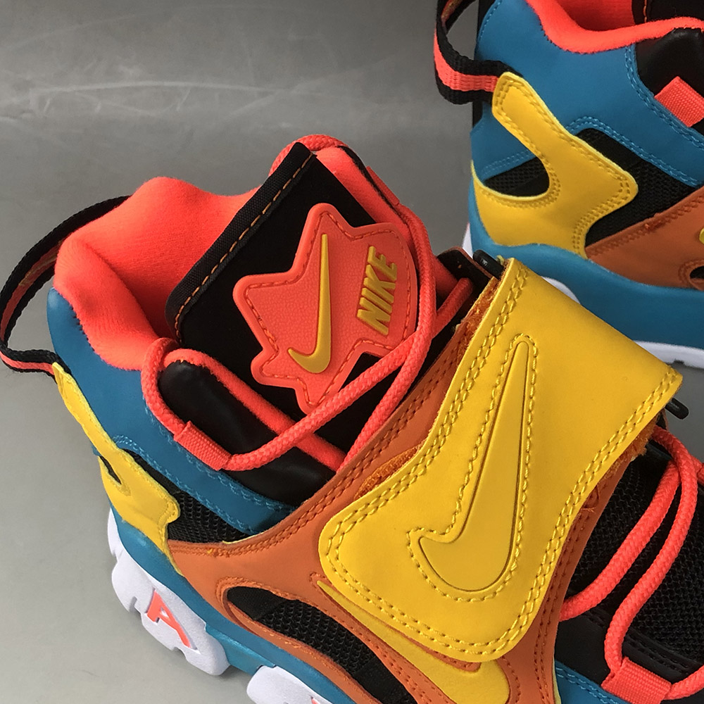 nike air barrage mid qs blue yellow orange black