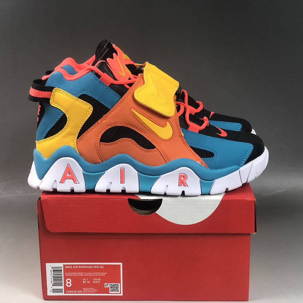 nike air barrage orange blue