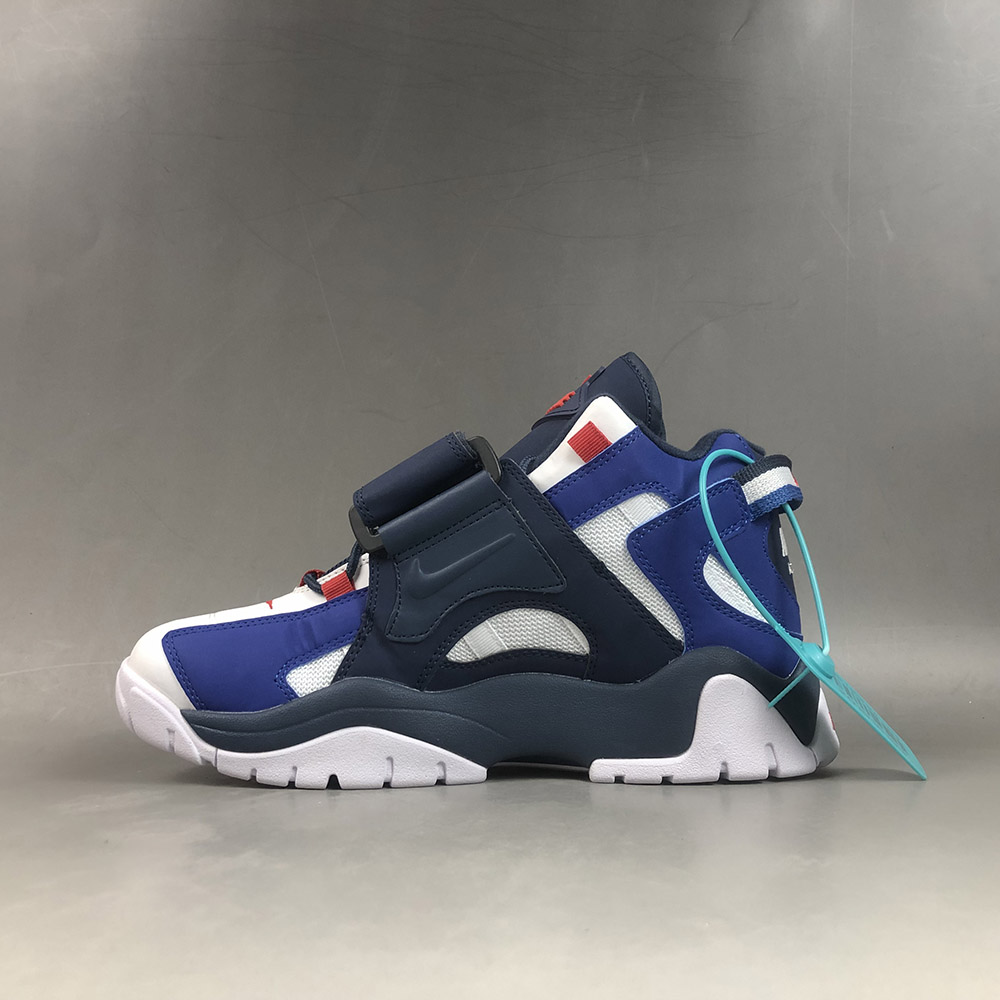 nike air barrage navy blue and white