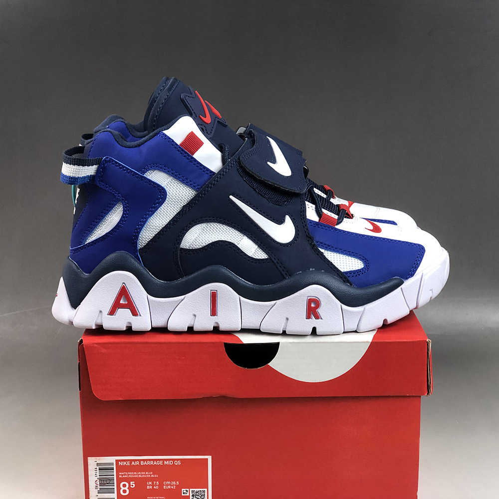 nike air barrage blue and white