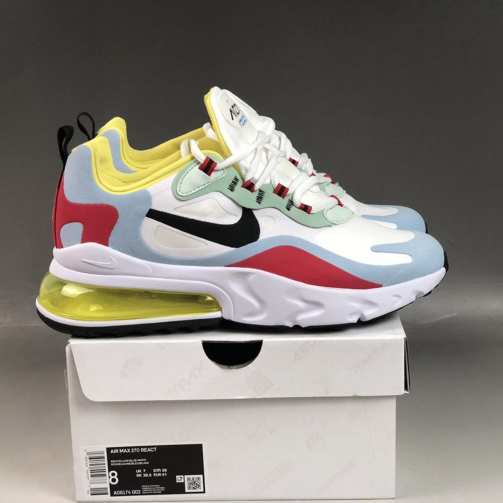 Nike Air Max 270 React Bauhaus Phantom Light Blue University Red Black The Sole Line Nike Air Max 270 React Bauhaus Phantom Light Blue University Red Black The Sole Line
