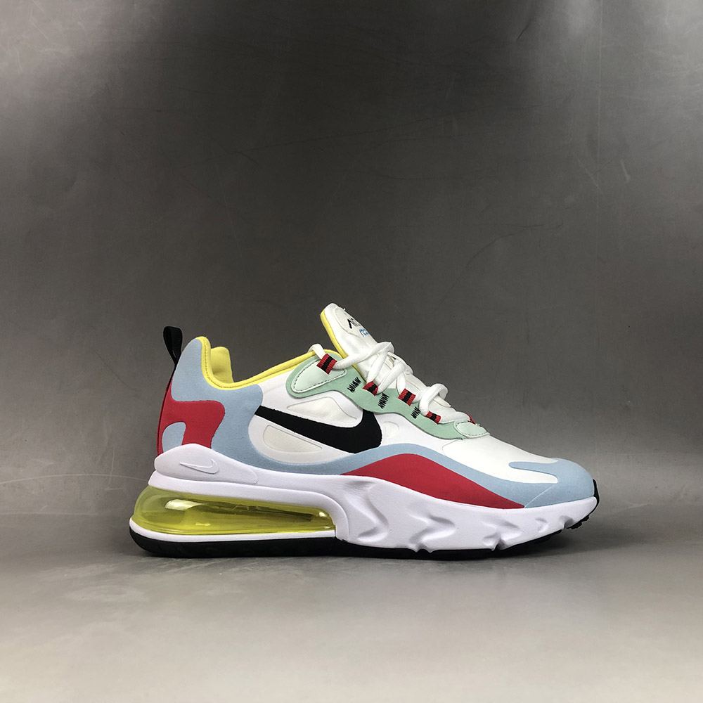 air max 270 react sneaker in yellow light blue red & black