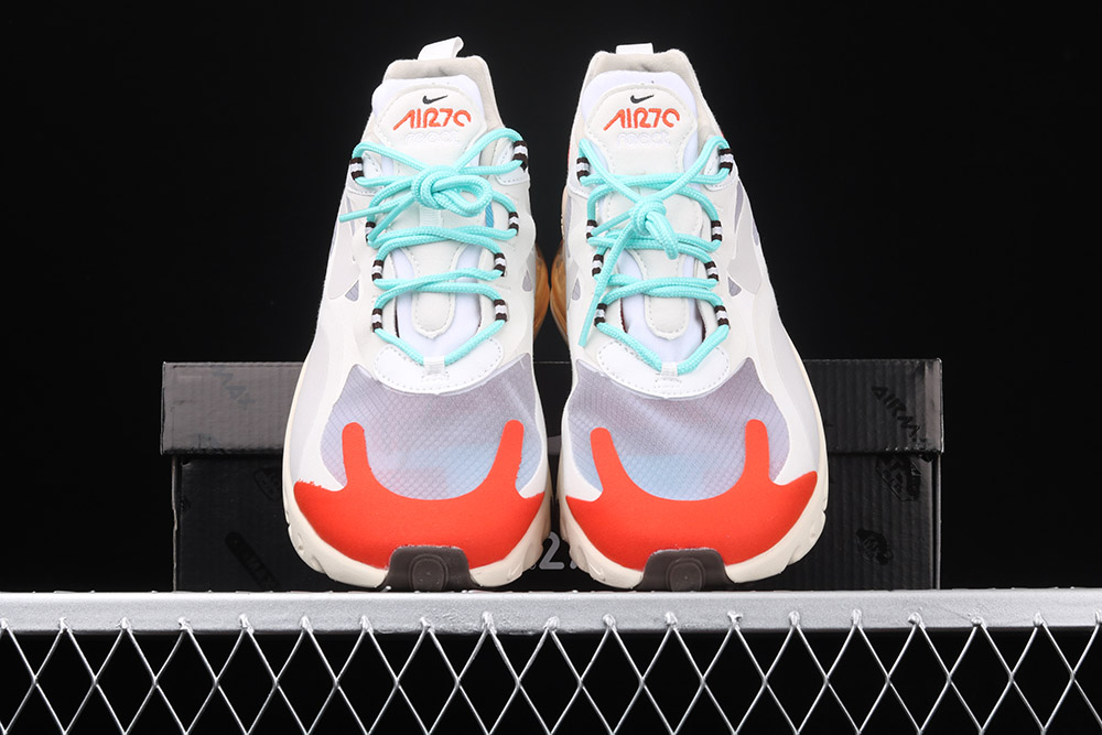 Nike Air Max 270 React Light Beige Chalk Summit White Team Orange The Sole Line