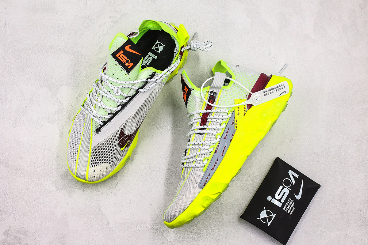 nike react runner ispa platinum tint volt glow team red