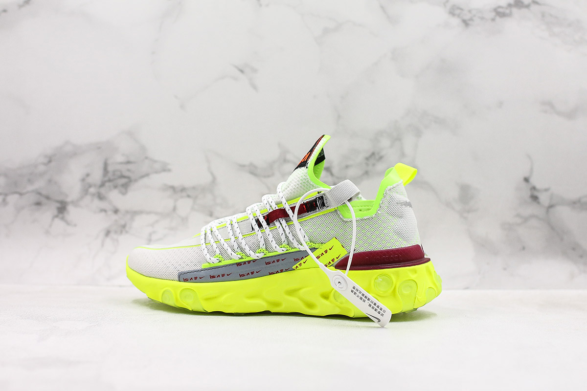 nike react runner ispa platinum tint volt glow team red