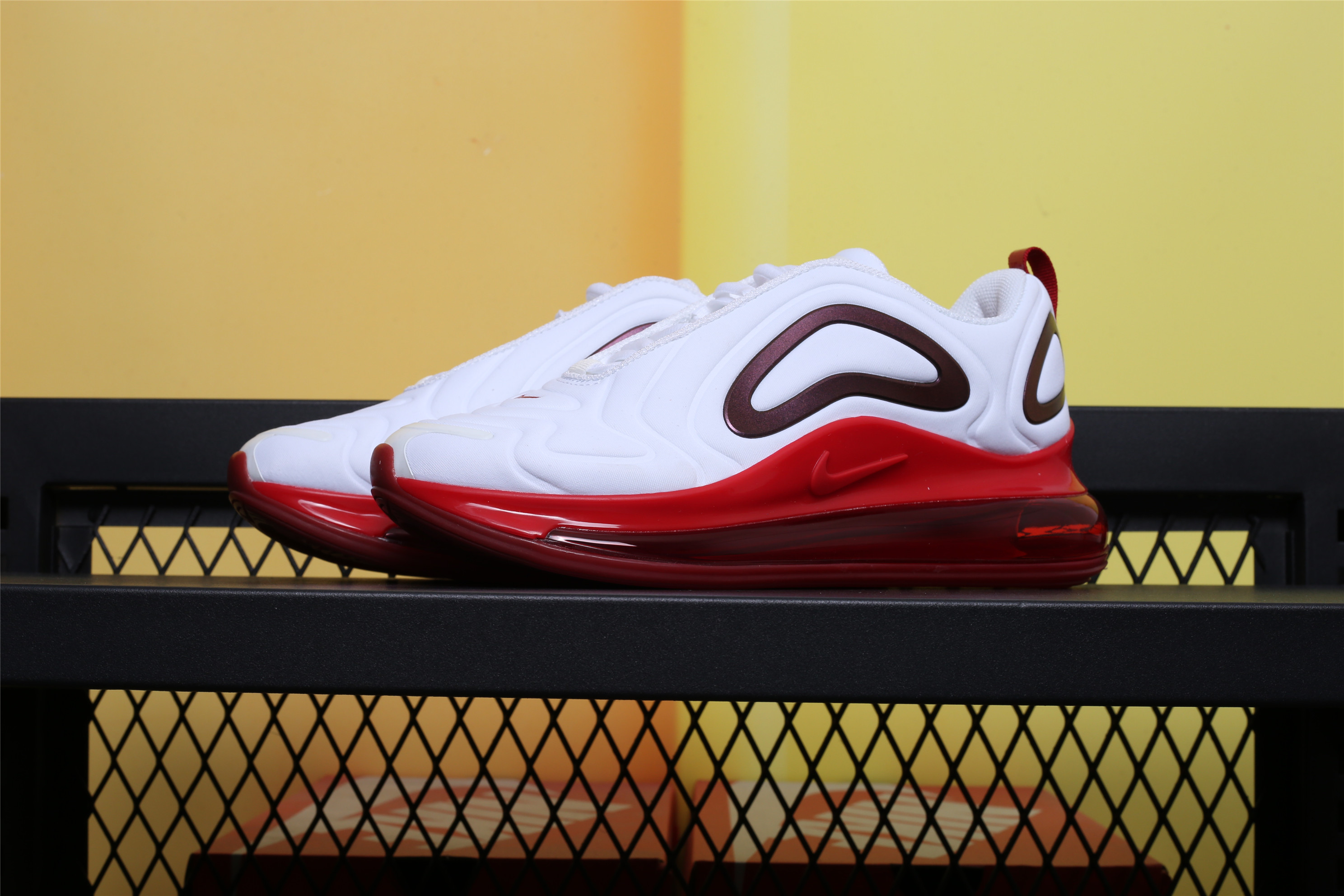 white and red air max 720