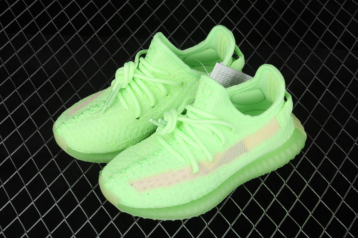 glow in the dark yeezy on feet