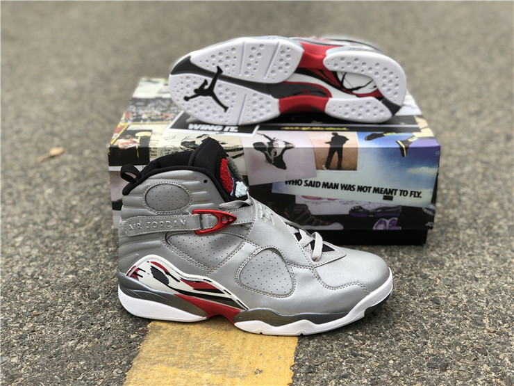 jordan 8 silver and red
