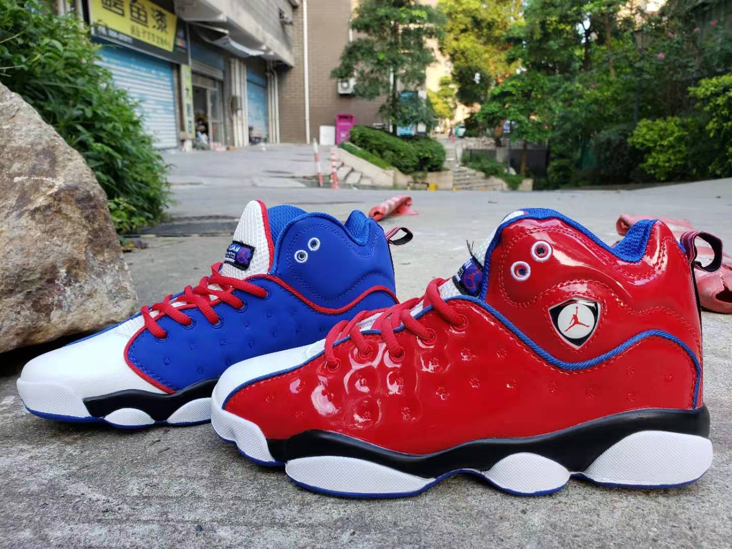jordans with red and blue