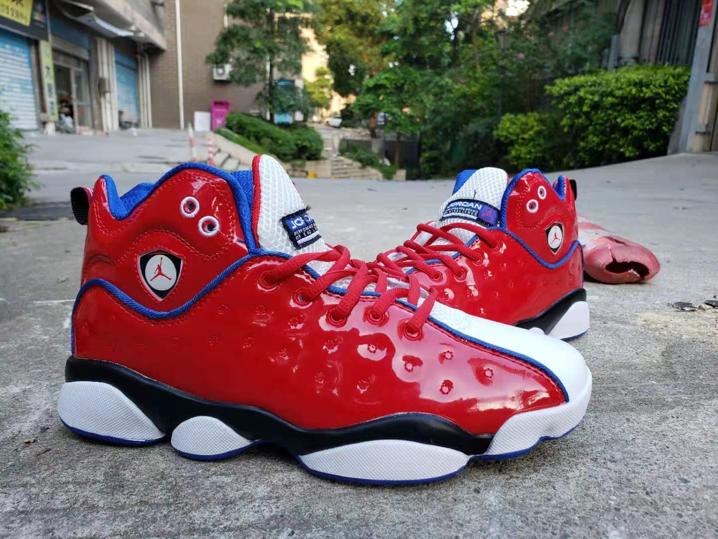 red white and blue jumpman shoes