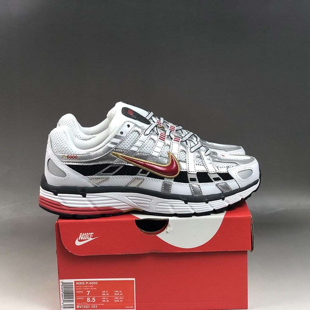 nike p6000 metallic silver red