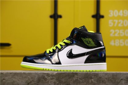 jordan 1 mid black cyber mystic green