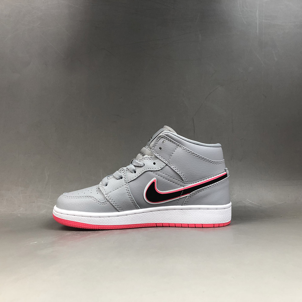 jordan 1 mid wolf grey racer pink black