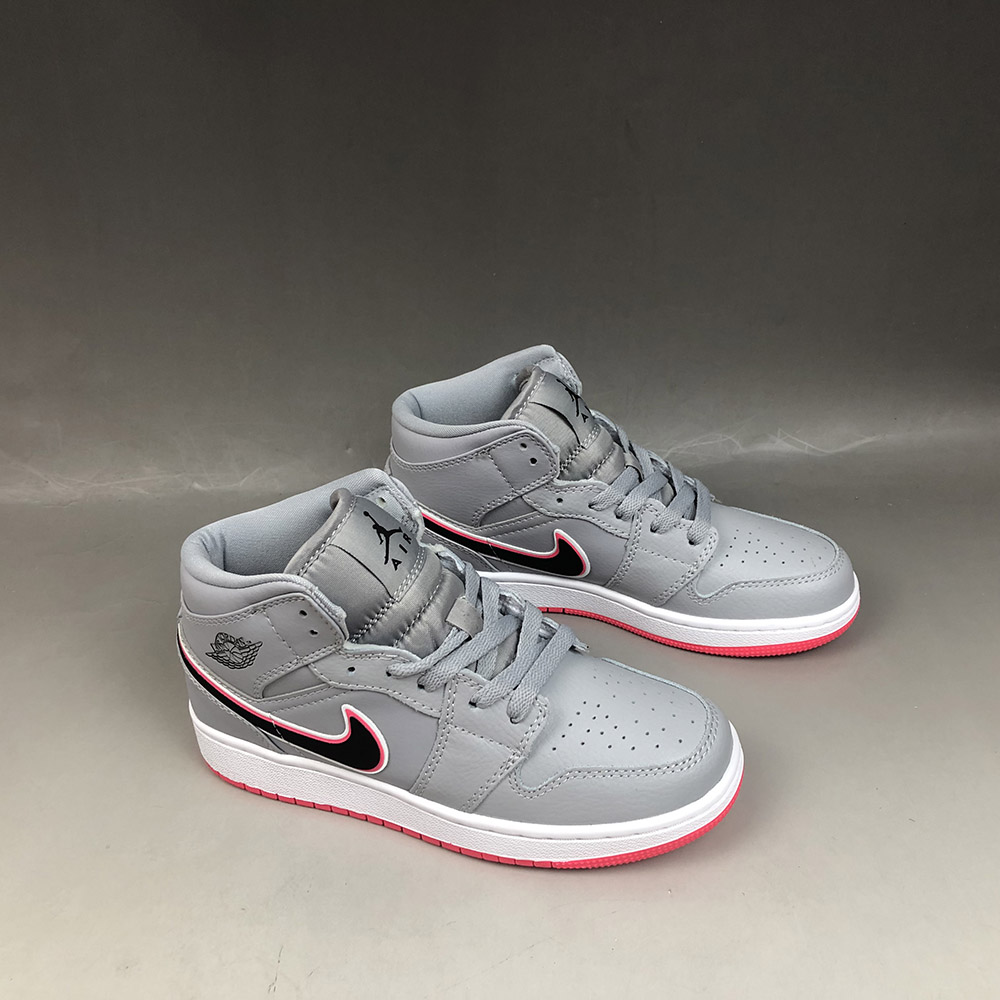 jordan 1 mid wolf grey racer pink black