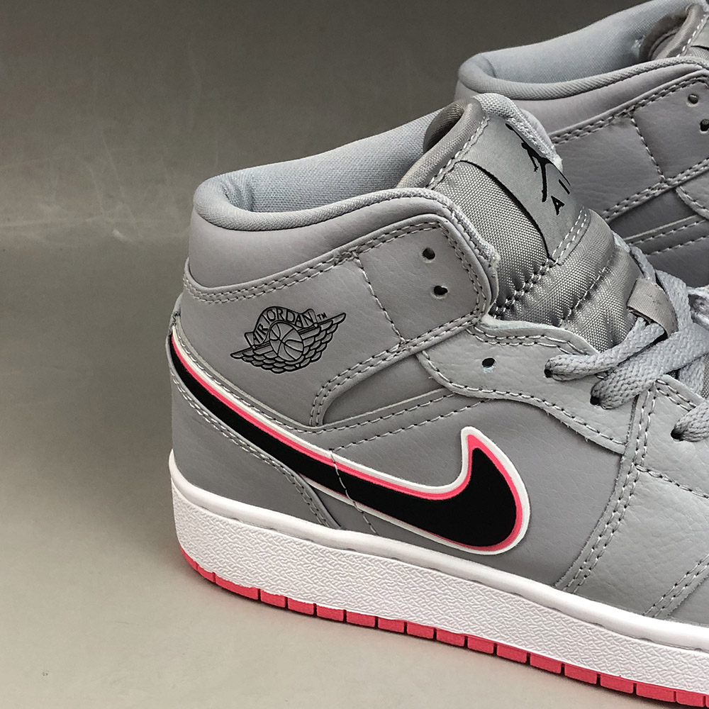 Air Jordan 1 Mid Wolf Grey Racer Pink 