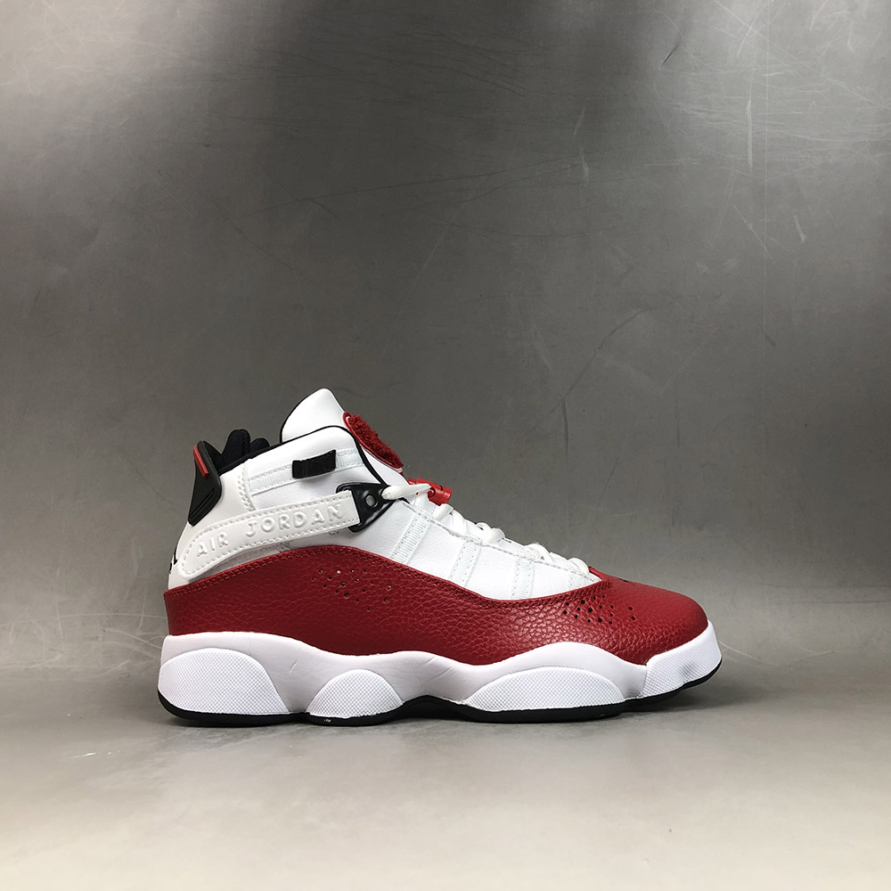 6 rings jordans red black white