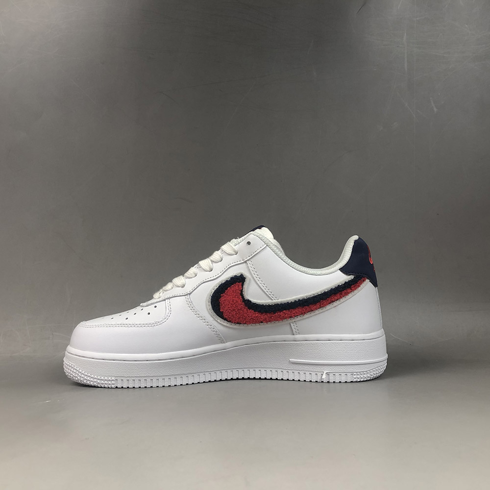 air force 1 chenille swoosh white