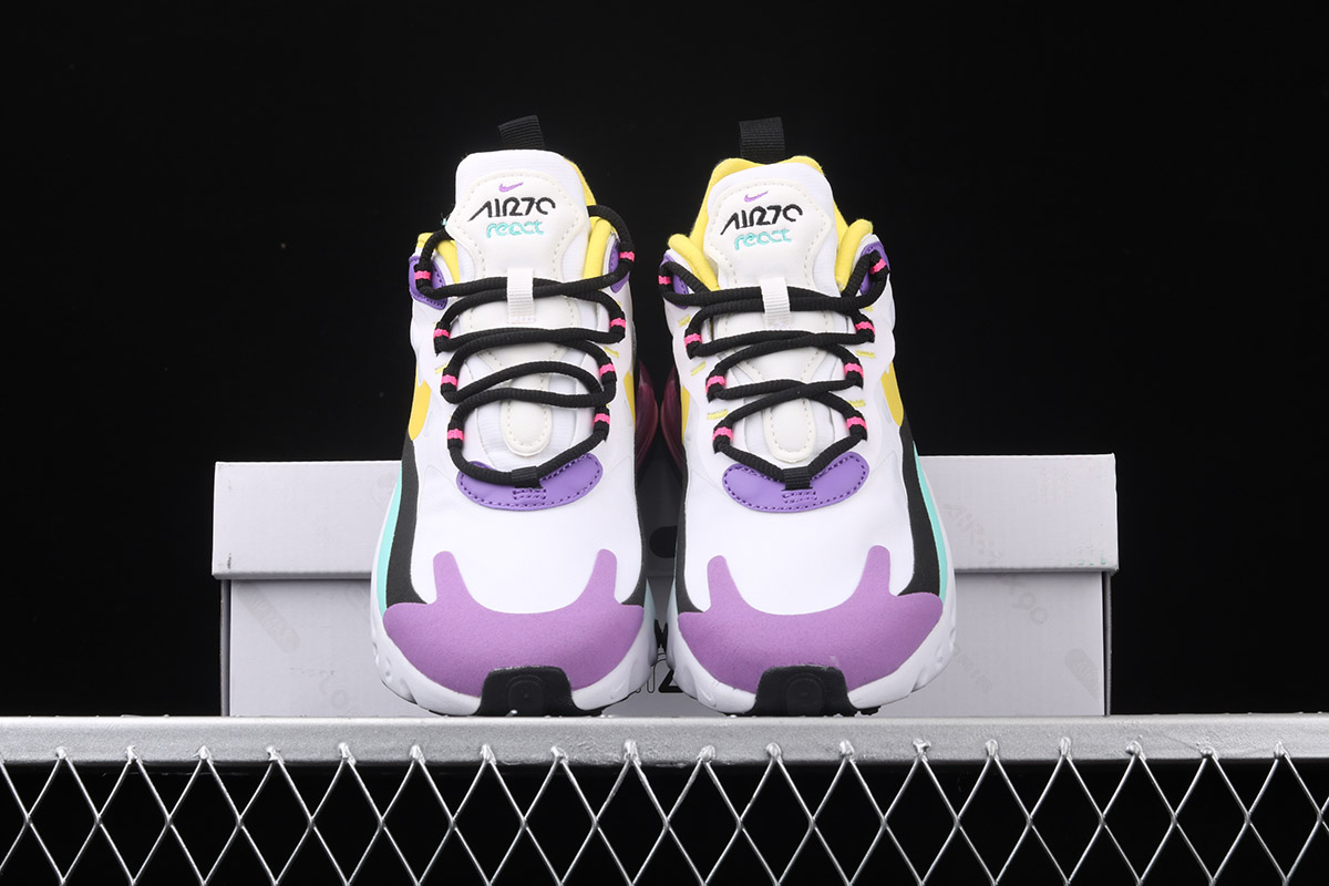 nike 270 react purple yellow