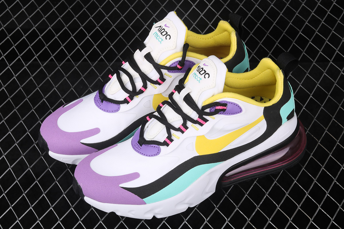 air max 270 react purple and yellow