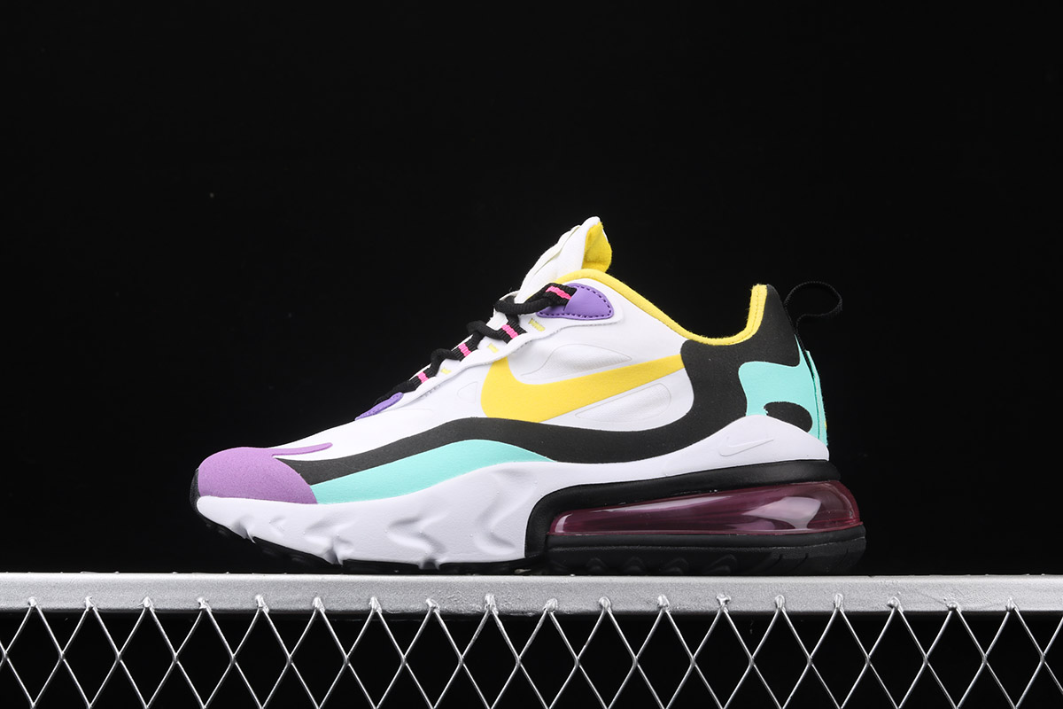 nike air max 270 react white yellow black violet