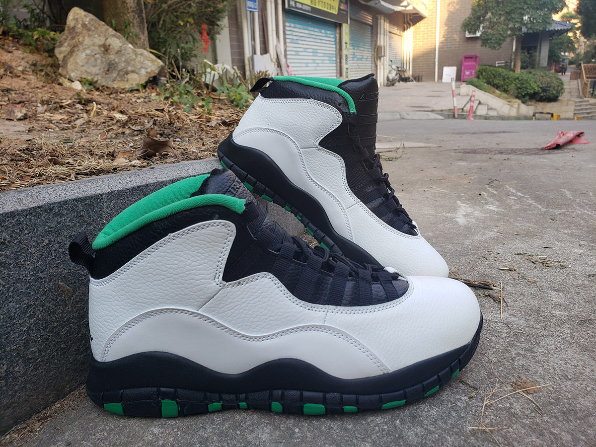 green black and white jordan 10