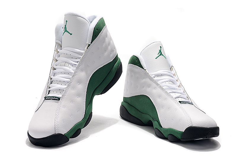 green and white jordan 13