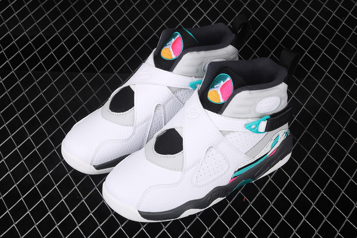 Air Jordan 8 Retro “South Beach” White/White-Turbo Green For Kids – The Sole Line