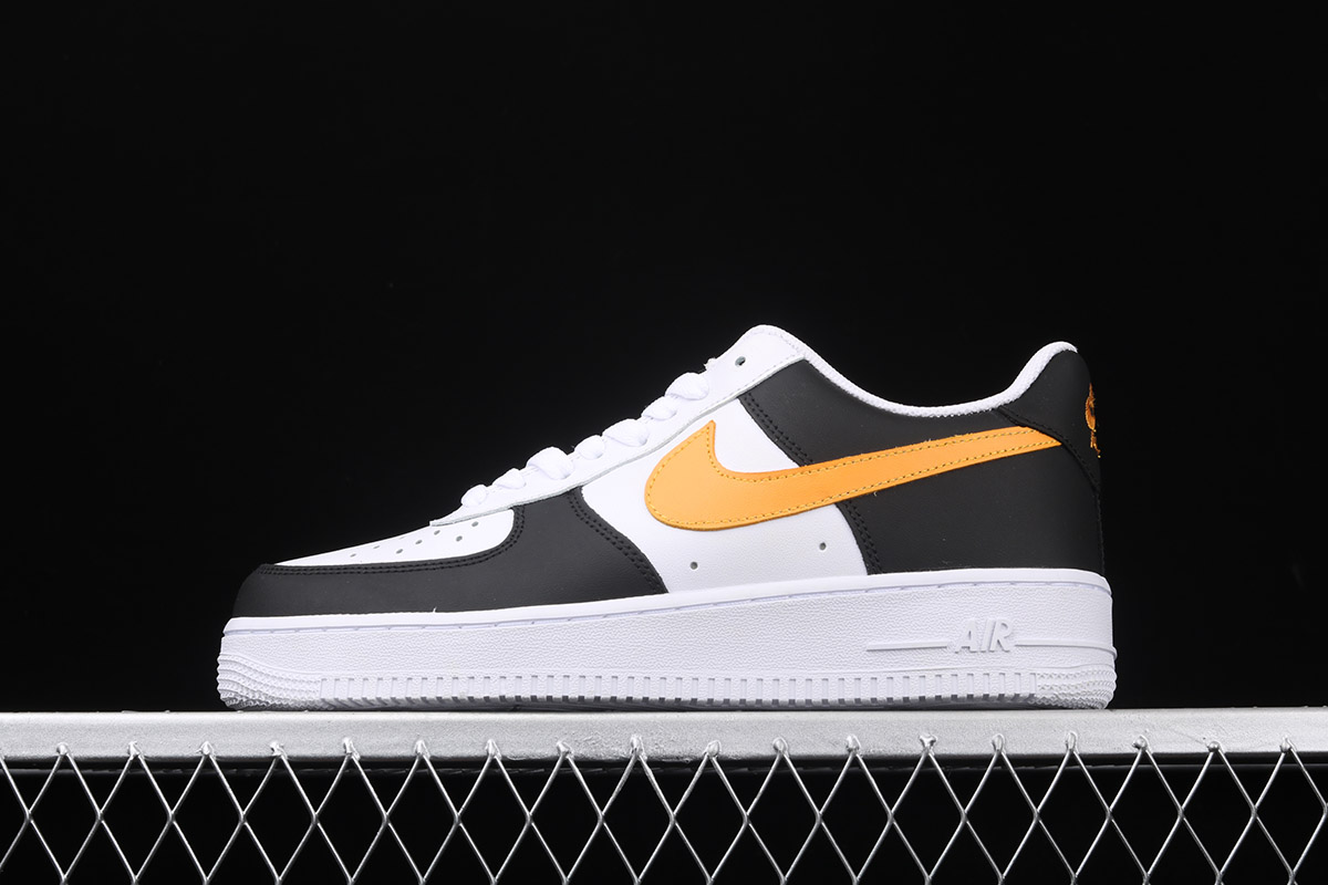 gold and black nike air force 1